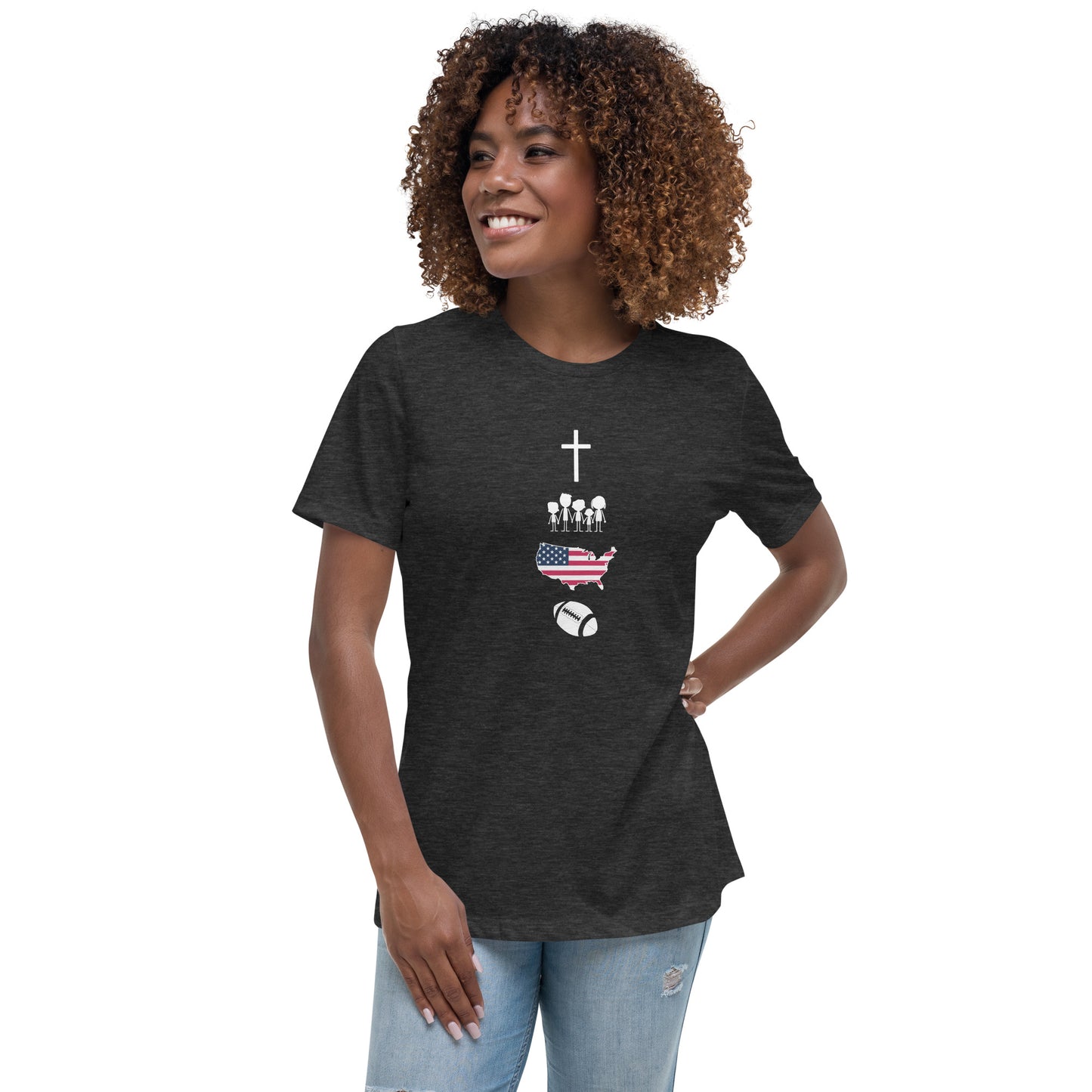 Faith Family Freedom Football Women's Relaxed T-Shirt