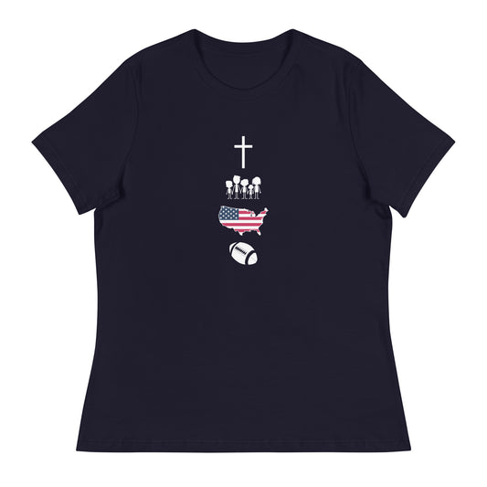 Faith Family Freedom Football Women's Relaxed T-Shirt